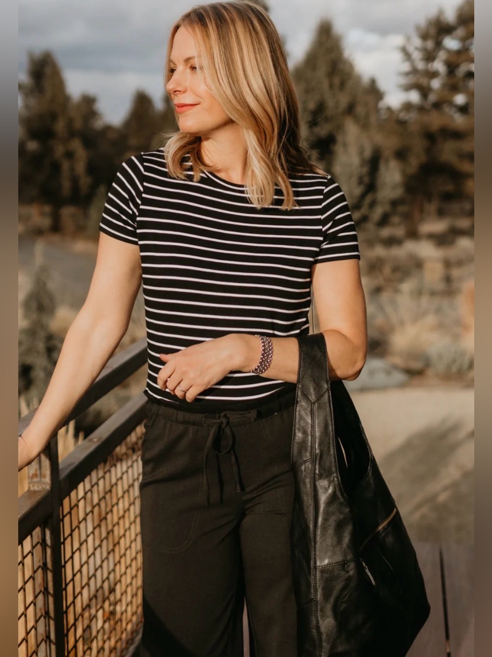 Liverpool Black & White Striped Short Sleeve Tee